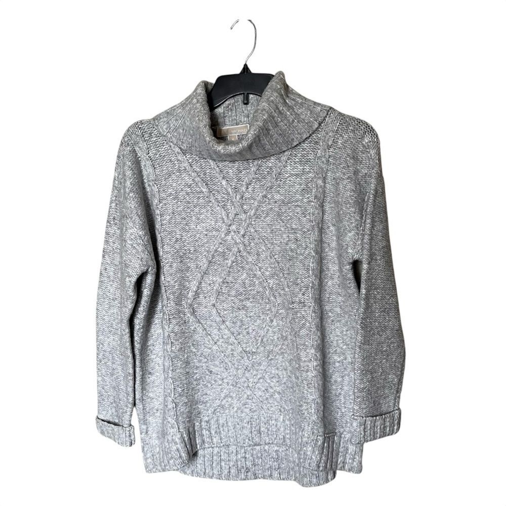 MICHAEL Michael Kors Pearl Heather Gray Medium Knit Turtle Neck Sweater Size M